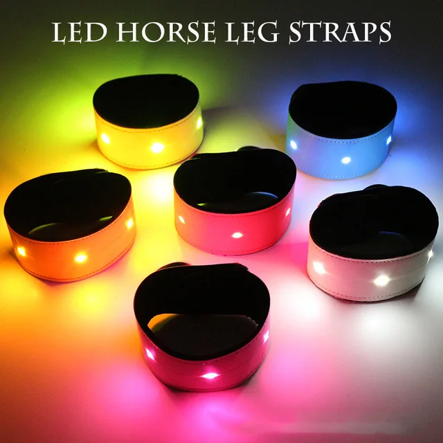 US $6.18 LED Horse Riding Equipment Harness Belt Colorful Lighting Horse Leg Straps Outdoor Sports Equestria