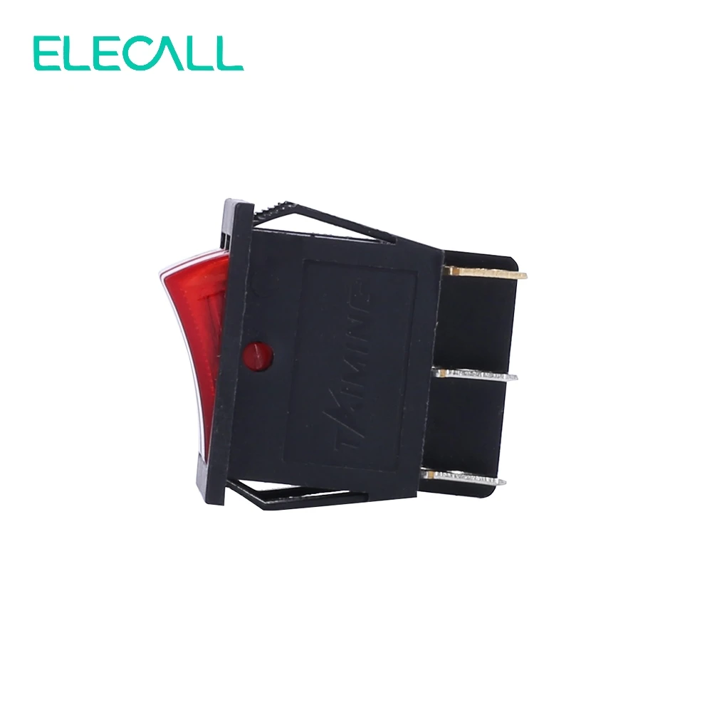 ELECALL 15A250V 20A125V KCD8 212N Красный кнопочный клавишный выключатель 6 контактный питания