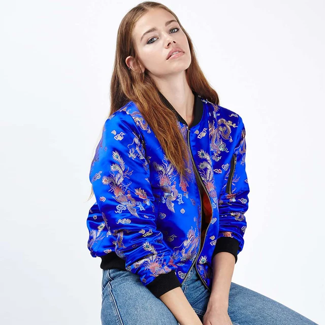 YNZZU Winter parkas Blue Print Silk bomber jacket Women coat cool basic down jacket Padded