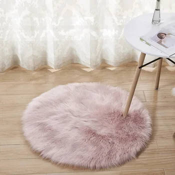

Soft Faux Fur Wool Living Room Sofa Carpet Plush Carpets Bedroom Cover Mattress Xmas Door Window Round Rugs Carpets