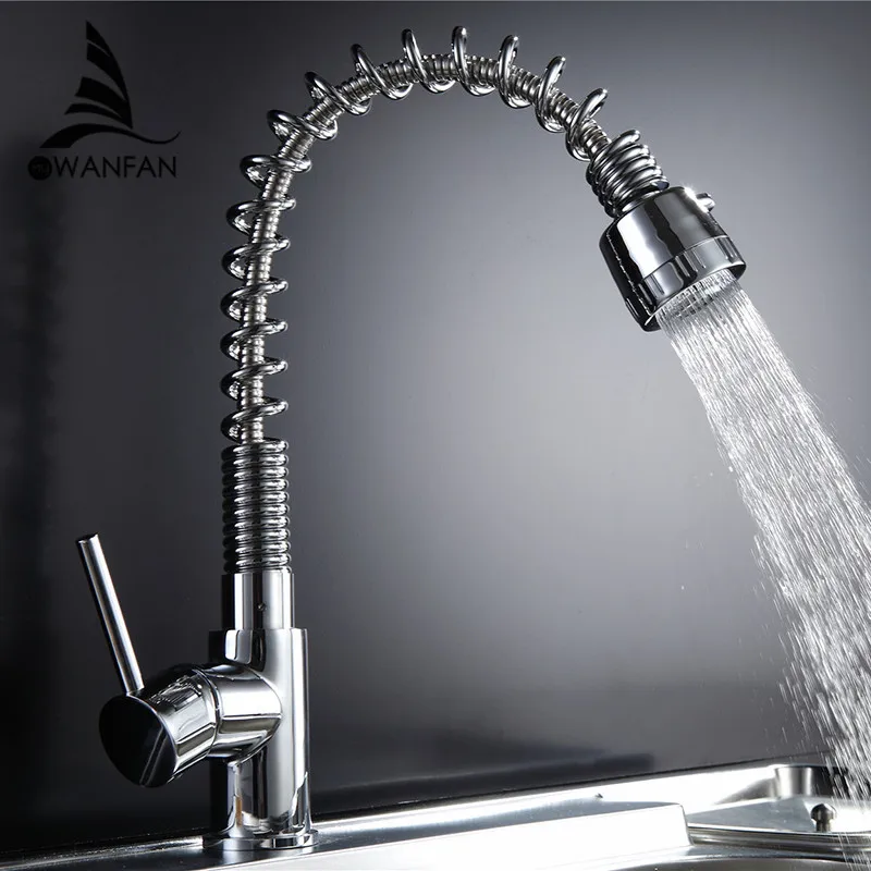 Kitchen Faucets Pull Out Sprayer Taps Chrome Swivel Flexible Spout