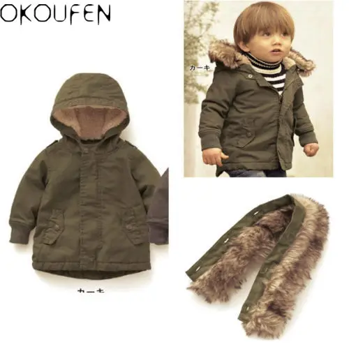 

Kids Baby Toddler Boys Thicken zipper Hooded Outerwear Jacket warm clothes