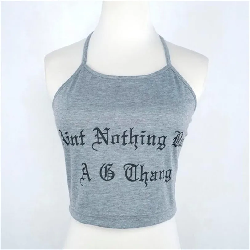 Fashion Letter Crop Top Female Camis Halter Casual Vest Women's Tops Base Shirt Slim Cropped Women's Blouse Wholesale noFB4 (6)