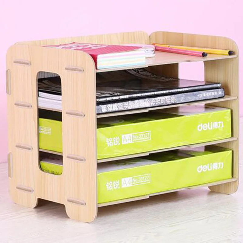 Paperboat A4 متعدد الطبقات خشبية Kawaii رف ملفات ذات جودة عالية مدرسة حامل المجلات مكتب رف الإبداعية الوثيقة صينية