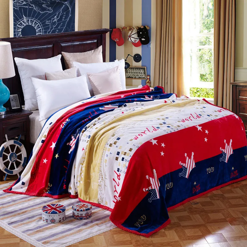 American Style World Crown Printed Plush Fleece Blanket For Cuddling Velvet Bed Sofa Couch Single Twin American Style World Crown Printed Plush Fleece Blanket For Cuddling Velvet Bed Sofa Couch Single Twin