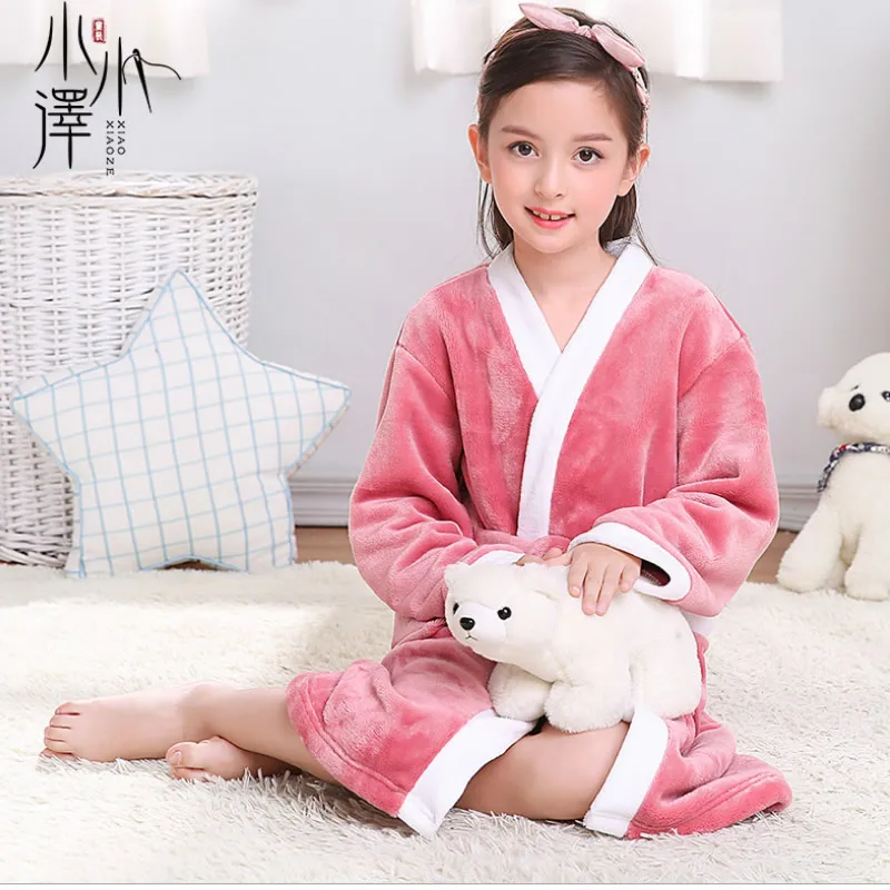 

Children's Robes Kids Pajamas Clothes Child Boys Fleece Warm Bathrobes Girls Nightgowns Clothing Set Cartoon Sleepwear 2-10year