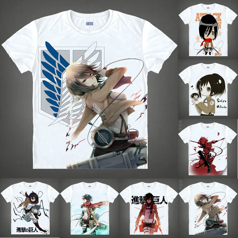 Coolprint Anime Shirt Attack On Titan T-Shirt Multi-Style Manica Corta Scout Regimento Mikasa Ackerman Cosplay Camicie Hentai