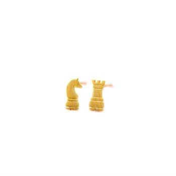 

Fashion chess knight castle stud earrings Very interesting chess flag Stud earrings The creative personality stud earrings