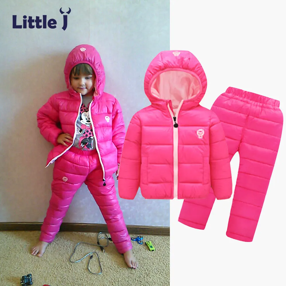 

Little J 2Pcs Kids Cotton Jacket Trousers Set Boys Girls Winter Coat Warm Parkas Children Outerwear Clothing Chaqueta Pants
