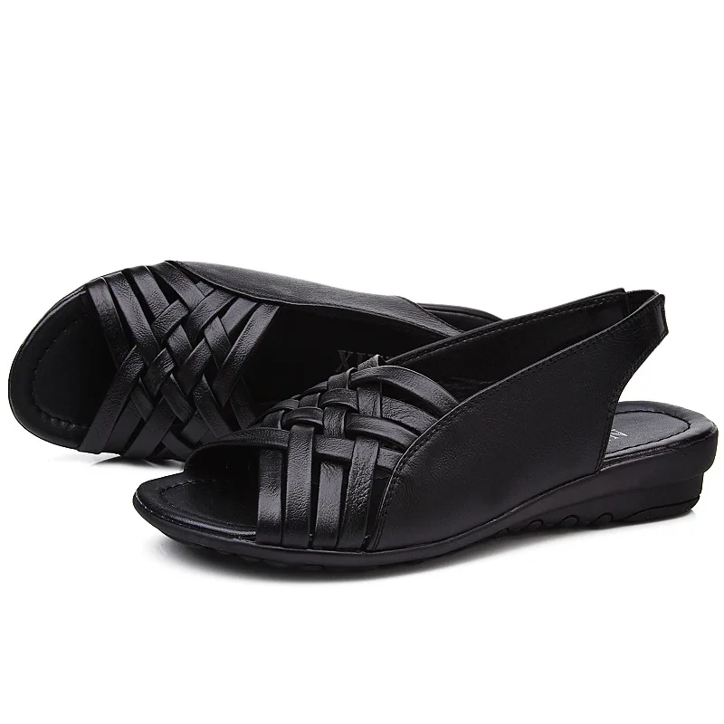 

Casual Genuine Leather Sandals Women Wedge Sandals Platform Summer Shoes Ladies Sandalias Beach Shoes Hollow Roma Style Shoes