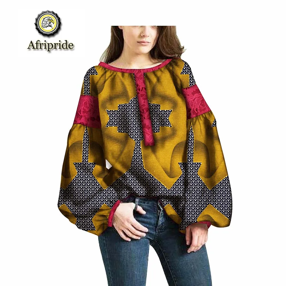 2019 african coats for women AFRIPRIDE pure cotton bazin riche ankara print private custom wax batik lace coat o-neck  S1824012