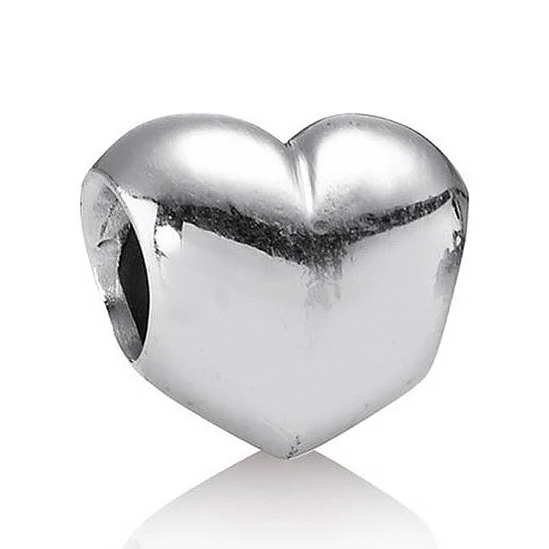 

Authentic 925 Sterling Silver Bead Charm Cute Big Smooth Love Heart Beads Fit Women Pandora Bracelet Bangle DIY Jewelry
