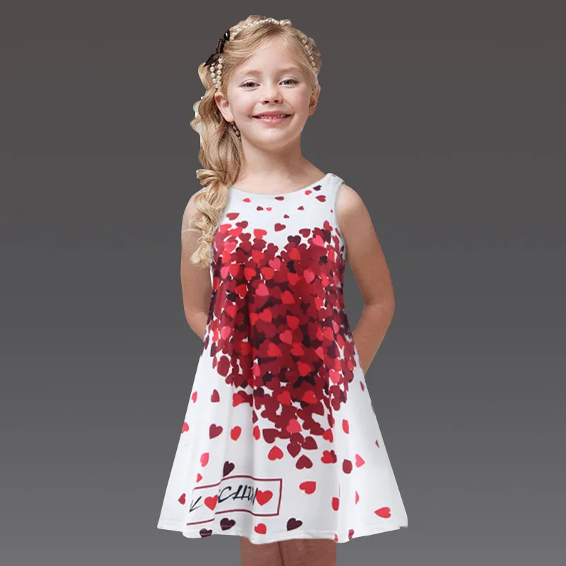 Летнее платье в полоску для маленьких девочек вечерние платья-пачки принцессы с цветочным принтом для маленьких девочек, повседневная школьная одежда для детей возрастом от 3 до 8 лет