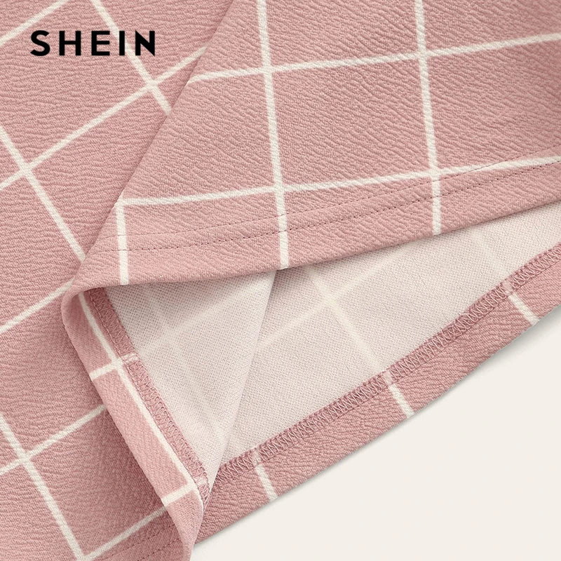 SHEIN Приталенный Топ На Бретелях В Клетку Женский Летний Розовый Элегантный Топ Без Рукавов