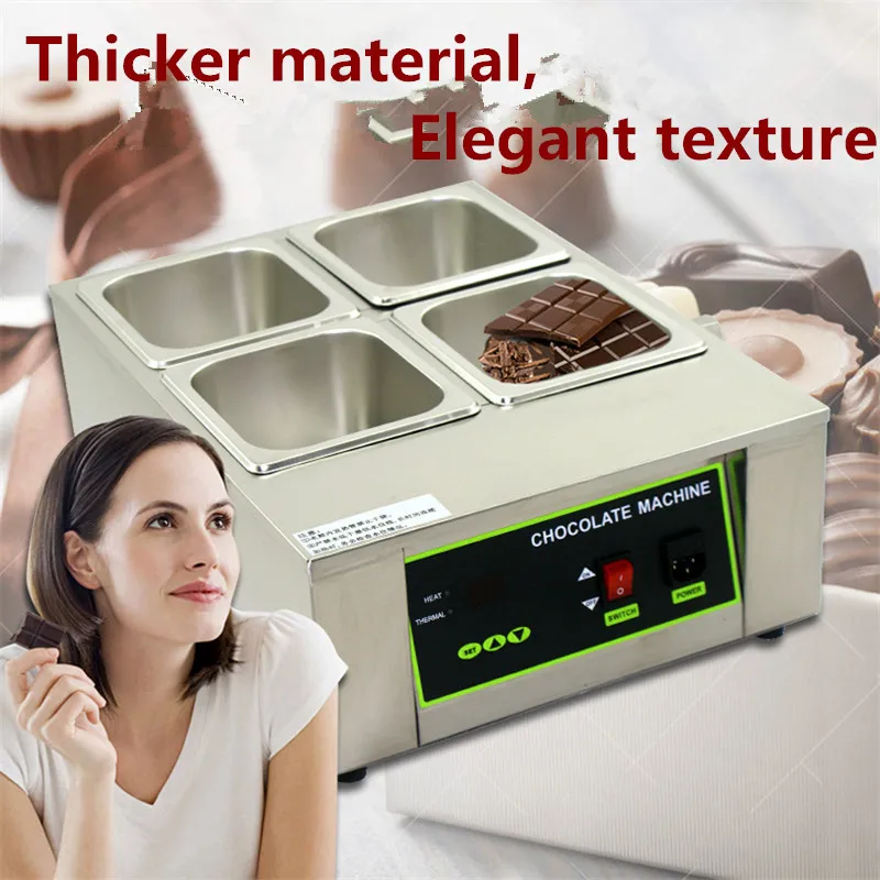 110V 220V Commercial Digital Electric 4 - Cylinder Chocolate Melt Furnace Melt Machine for Heating Hot Stove EU/AU/UK/US