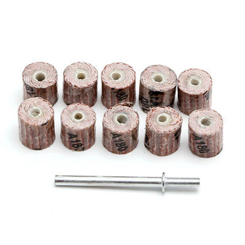 

10Pcs 240# Grit Sanding Sandpaper Flap Wheel Set 3/8" for Dremel Rotary Tool