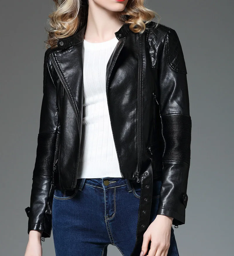 NEW Female Faux Soft Leather Jacket Woman Spring Short Jacket Women ...