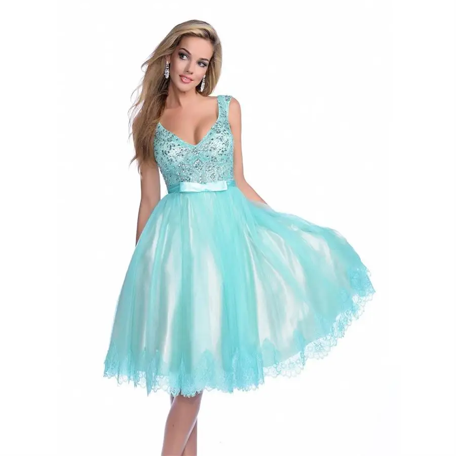 Wedding Aqua Prom Dresses online buy wholesale aqua prom dress from china knee length sexy backless beaded dresses 2016 with bow knot v neckline sequins