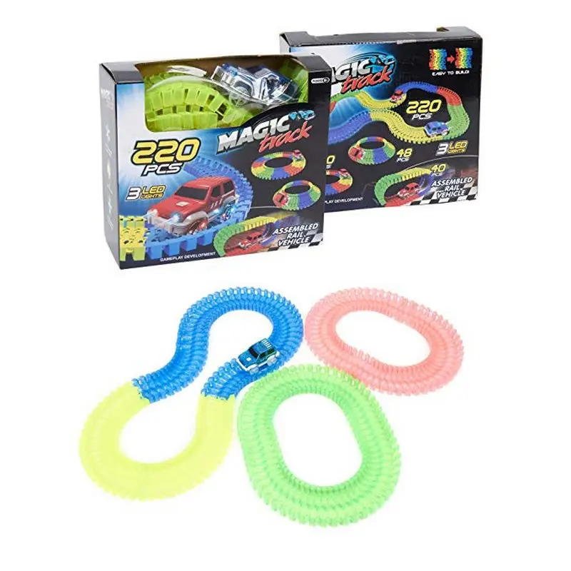220 track colorful LED Car DIY Miraculou Glowing Race Track Bend Flex Flash in the Dark Assembly Car Toy For Children Gift TV BI (3)