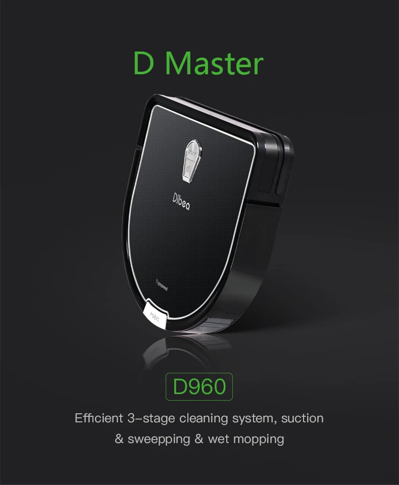 Dibea робот-пылесос Smart D960 с мокрой уборкой робот Aspirador Edge Чистящая технология для домашних животных волосы тонкие ковры