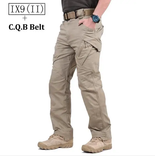 Conffetti Men Solid Color High Rise Cargo Fall Winter Plus Size Trousers Drawstring Activewear Pants