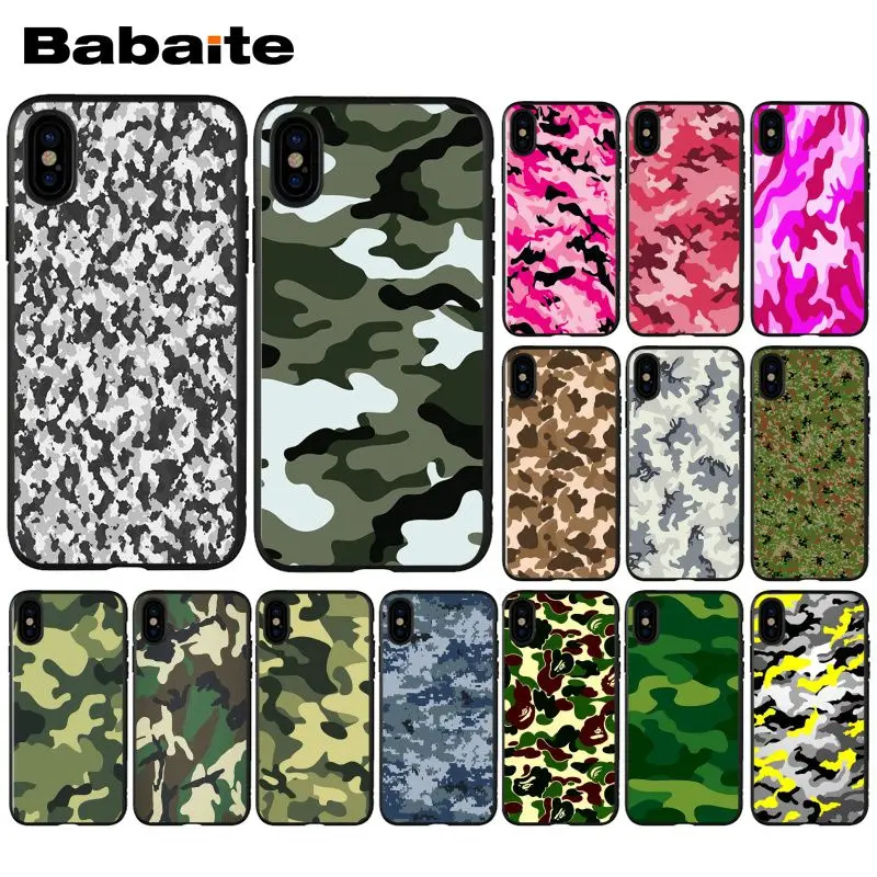 

Babaite cool Camouflage Pattern Black TPU Soft Silicone Phone Cover for Apple iPhone 8 7 6 6S Plus X XS MAX 5 5S SE XR Cover