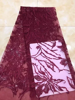 

African Embroidery Lace Fabric 2019 Nigerian Tulle French Lace Women African Mesh Lace Material For Bridal.