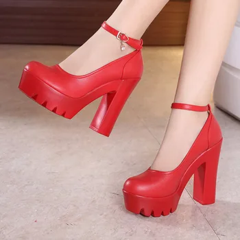

Graceful and Sexy Super High Heel Platform Model Single Shoes Elegant Diamond Pendant Design Thick with Stage Women's Shoes