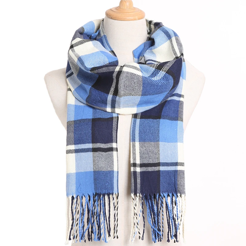 [VIANOSI] клетчатый зимний шарф женский тёплый платок одноцветные шарфы модные шарфы на каждый день кашемировые шарфы - Цвет: 30