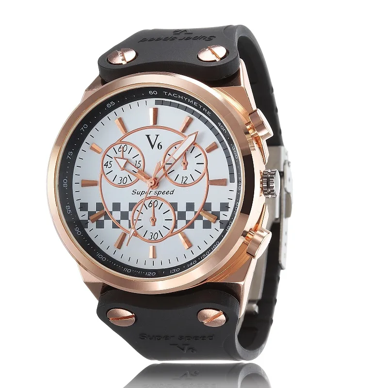 

V6 brand Men watch Life waterproof 2017 big dial silicone band sport quartz watch for men boy student wholesale