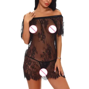 

snowshine YLW Fashion Women Off-Shouder Babydoll Mini Sleepskirt Lace Sexy Lingerie Underwear free shipping