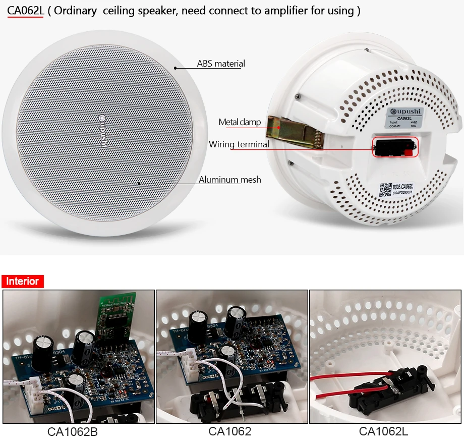 Домашние потолочные колонки с bluetooth, 6,5 дюймов, настенный динамик, белая крыша, громкоговорители, oupushi pa система, 20 Вт, домашний аудио, мобильный динамик