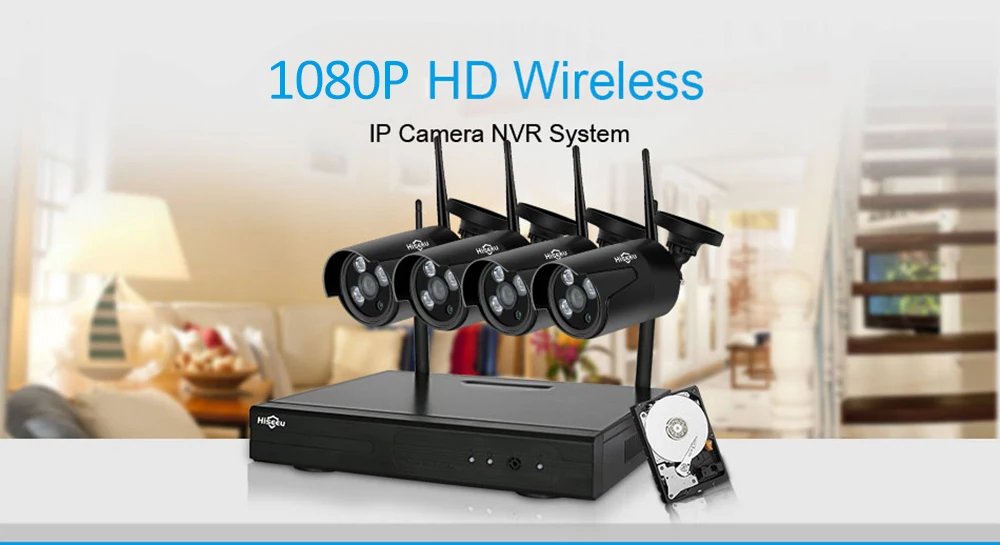 Hiseeu WNKIT 4HB612B ip-камера 4CH Беспроводная CCTV 1080P NVR комплект Открытый wi-fi/WLAN 2.0MP безопасный видеорегистратор IR ночного видения