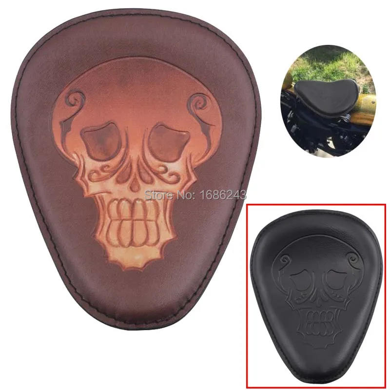 

Motorcycle Parts Skull Leather Solo Seat Saddle Black/Brown Fits For Harley Chopper Sportster 883 1200 XL Dyna Custom Bobber