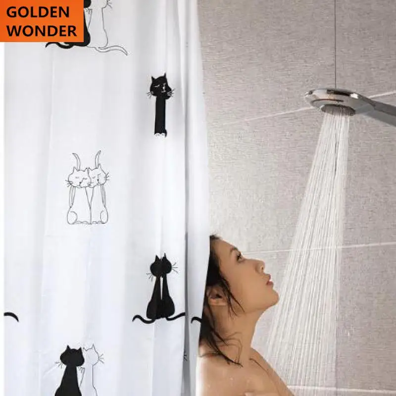 

Free shipping 2014 New Arrival Black Cat Animal Lovely Shower Curtains Polyester Fabric Waterproof Bath Curtain Simple Modern