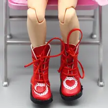 Handmade Exquisite Heart PU Leather Doll Boots For Blythe Doll Shoes 1/6 Doll make up white faceplate backplate body parts with golden short hair wig for blythe doll rbl blythe