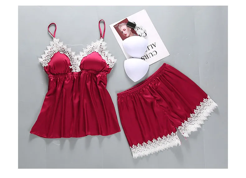 Queenral 4PCS Pajamas Set Satin Sleepwear Female With Chest Pads Long Sleeve Summer Home Clothing Pijama Nightwear Robe Pyjamas 344
