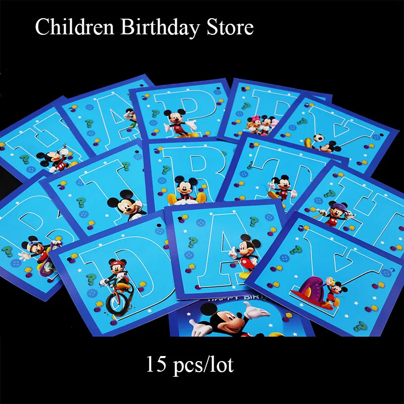 

15pcs/lot Mickey Mouse happy birthday banners Mickey Mouse birthday party decorations Mickey Mouse letter banners