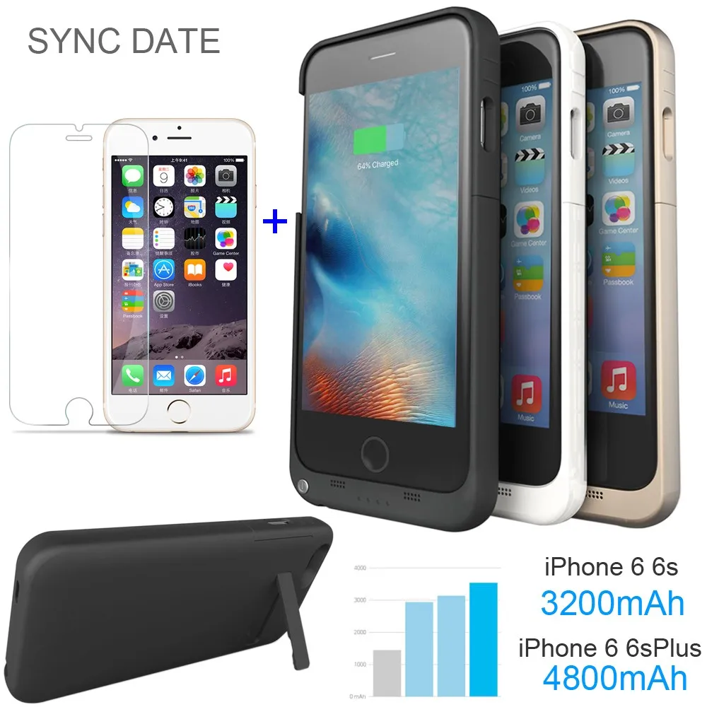 

USA RU Ship External Power bank pack backup battery Charger case for iphon 5 5S SE 6 6s Plus 4800 / 3200 / 2200 mAh
