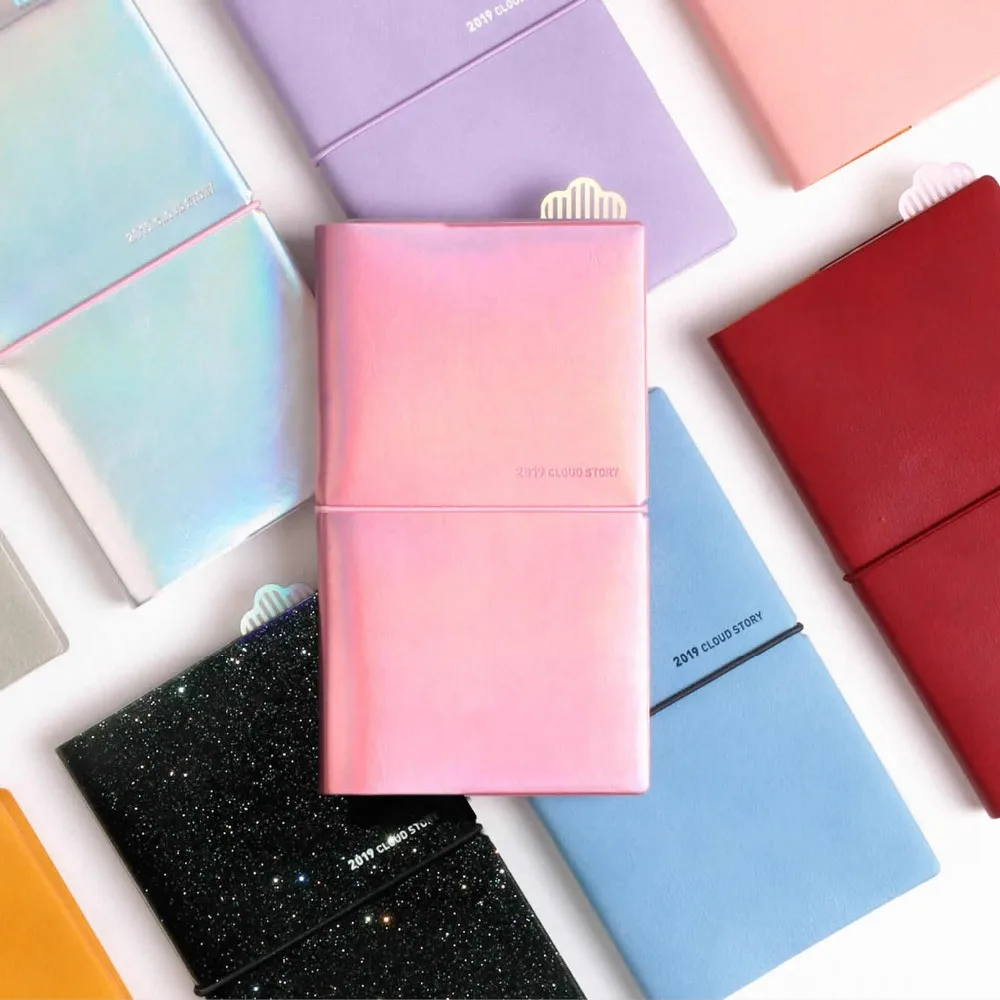 

Lovely design 2019 cloud story band notebook 16.5*9.5m monthly weekly scheduler journal 184P school office supplies gift