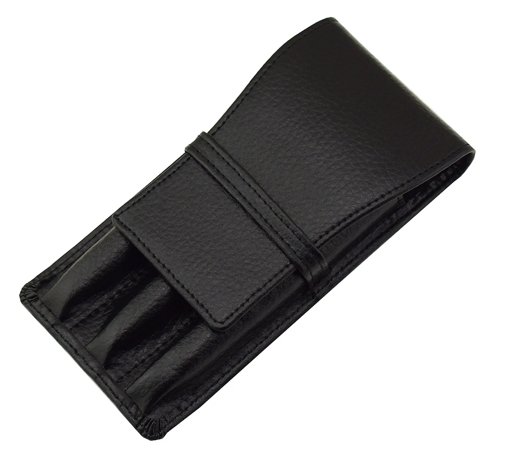 Кожаный чехол-карандаш из воловьей кожи, чехол/сумка для 3 ручек, черный держатель для ручек/сумка высокого качества для мужчин и женщин