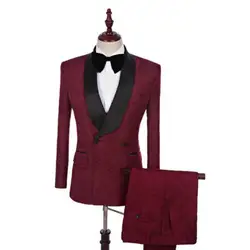 Мужские костюмы и костюмы Корейская версия узора винно-Красного цвета деловые повседневные одежда для шафера мужские деловые костюмы