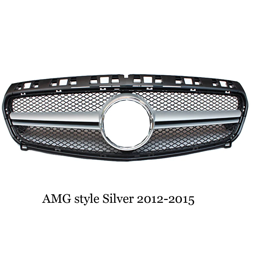 Front Grille GTR GT Grill Diamond AMG Style For Mercedes Benz A-Class W176 A180 A200 A260 A45 Car Styling Front Hood Mesh - Цвет: AMG Sliver 2012-15