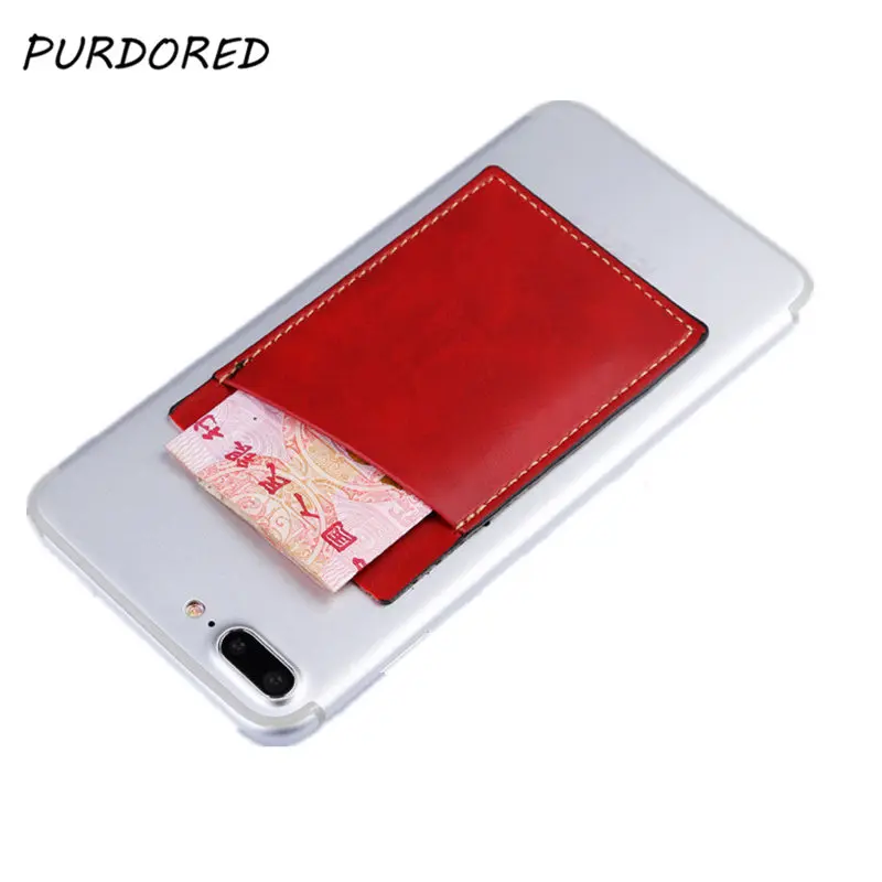 

PURDORED 1 pc Phone Card Holder Business Credit Pocket Adhesive Women Cell Phone Holder ID Card Case Sticker Dropshipping