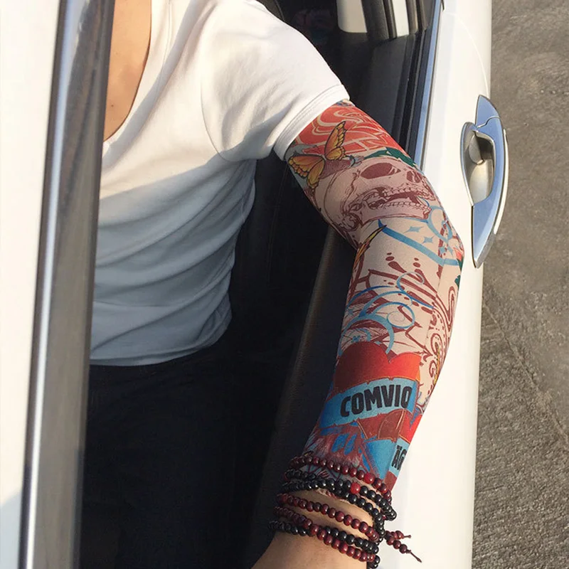 Нарукавник с татуировкой для ног высокоэластичная нейлоновая маска на Хэллоуин рукава тату для защиты от солнца ST0002