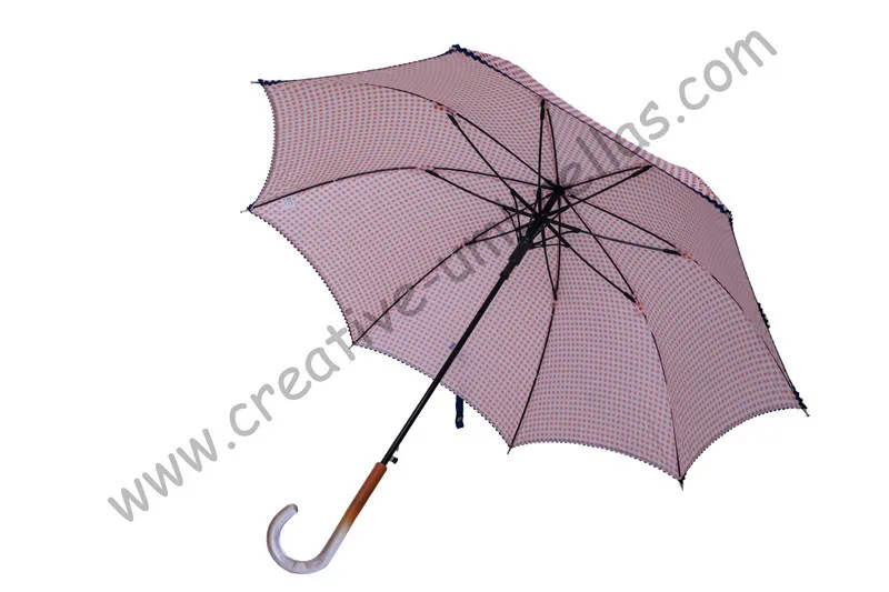 

Straight ladies' check umbrellas,210T pongee British Check auto open,60T alloy shaft for Spain Market,High-grade madam parasols