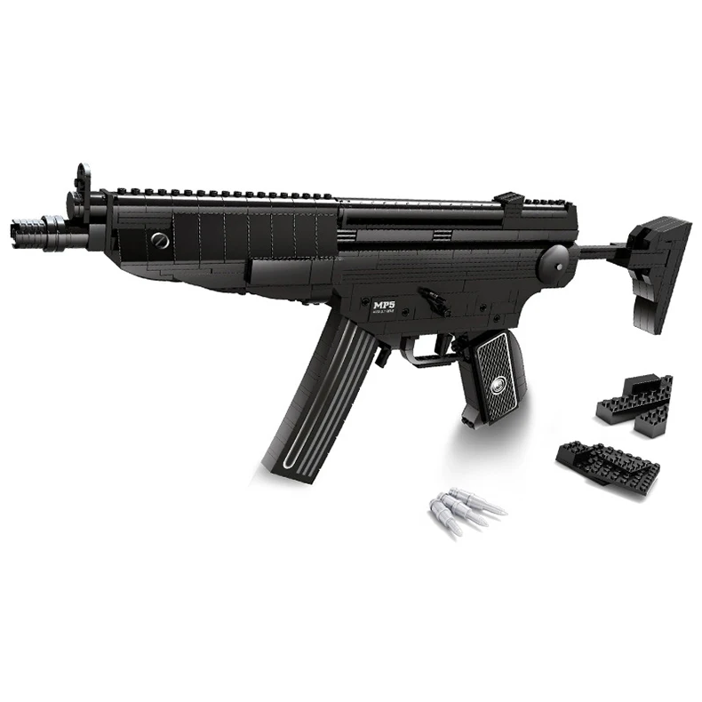 597 шт DIY Nerfs Элитный пистолет MP5 пулемет пулеметный карабин Игрушечная модель пистолета набор строительных блоков пластиковая игрушка подарок для детей - Цвет: without box