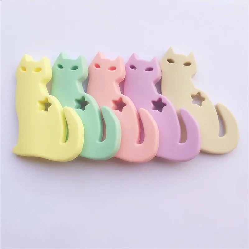 

2PCS BPA Free Silicone Cats Lovely Baby Toy Teething Chewable Pendant Nursing Necklace Baby Pacifier Dummy Toy Gfit Teether