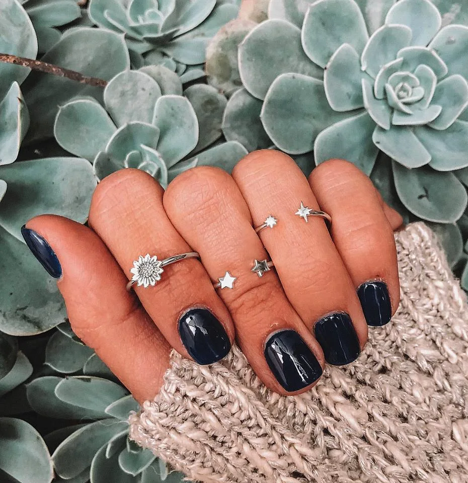

3pcs/set Vintage Open Adjustable Silver Color Sunflower Star Midi Knuckle Ring Sets For Women Bohemian Ring Boho Jewelry