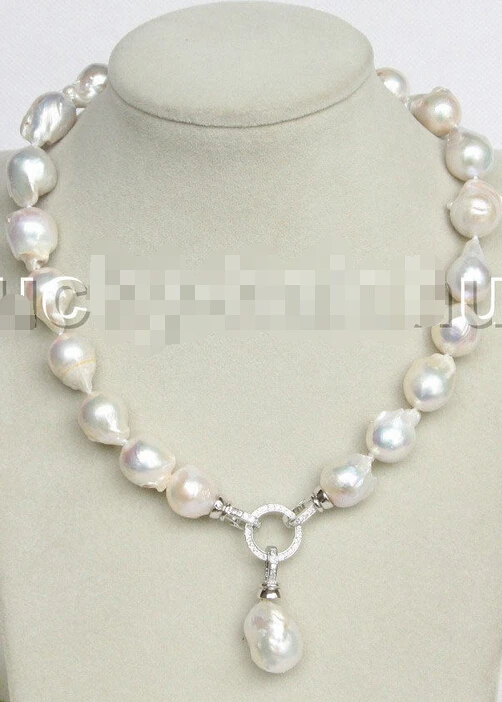 

FREE shipping>>> >>>NEW stylish Baroque 17" 25mm white Reborn keshi pearls necklace 18KGP j11162 6.07